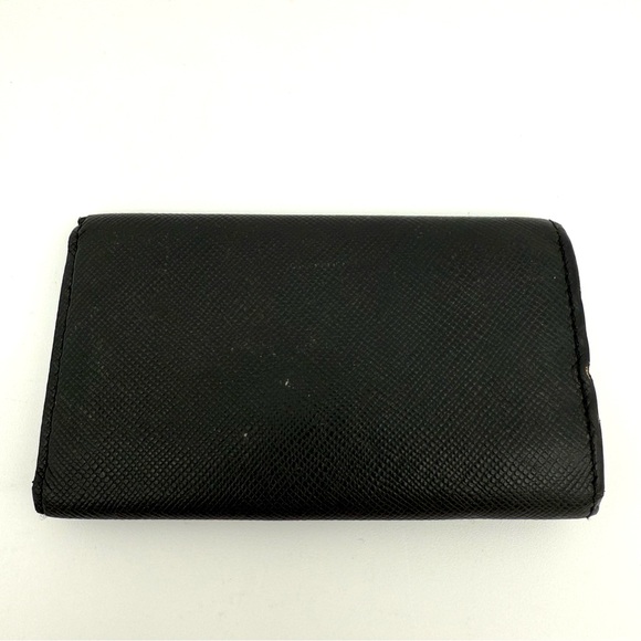 Vintage Burberry Leather Key Holder Wallet Black Small Luxury Card Holder Check - Picture 6 of 8